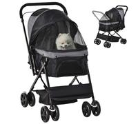 Pawhut Poussette pour chien – Acier – 76,5 x 52 x 95 cm – Noir