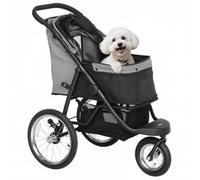 PawHut Poussette pour chien et chat pliable – panier, coussin lavable, auvent réglable, gris