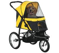 PawHut Poussette pour chien pliable pour races moyennes et petites Jaune
