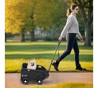 PawHut Poussette pour chien poussette petit chien pliable à 4 roues avec tige de poussée réglable 53 x 45 x 28 cm noir