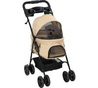 PawHut Poussette pour chiens Pliable Poussette pour chats pour petits chiens et chats jusqu'à 4 kg Poussette pour animaux Oxford Khaki 67 x 45 x 96 cm