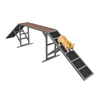 PawHut Rampe d'agilité pour Chien, équipement d'agilité pour Chiens, avec Barres de sécurité et Surface antidérapante, Charge Max. 40 kg, pour Jardin et Parc, Gris