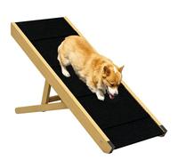 PawHut Rampe Pliable pour Chiens en Bois escalier pour Chien Hauteur réglable à 4 Niveaux Surface antidérapante Facile à Transporter - pour Petits et Moyens Chiens, 83,5 x 35 x 47,5 cm Bois Naturel