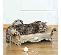 PawHut Rascador Cartón para Gatos en Forma de Sofá con Catnip para Interior 60x29,5x29 cm Marrón
