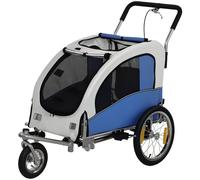 PawHut Remorque 2-en-1 pour vélo & jogger Buggy pliant pour petits et moyens chiens jusqu'à 20 kg, gris clair
