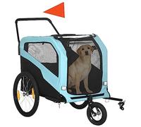 PawHut Remorque de vélo 2 en 1 pour chien avec réflecteurs - Charge maximale : 30 kg - Tissu Oxford - Bleu