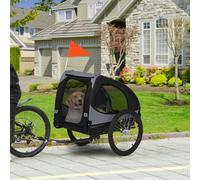 PawHut Remorque de vélo pour chien avec fenêtres en maille réflecteurs et drapeau de sécurité 140 x 71 x 83 cm noir