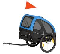 PawHut Remorque pliable pour chien avec réflecteurs Mesh-Fenster roues porte drapeau de sécurité pour chiens jusqu'à 20 kg 138x70x89 cm Bleu