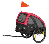 PawHut Remorque pliable pour chiens avec réflecteurs fenêtres en mesh roues porte drapeau de sécurité pour chiens jusqu'à 20 kg 138x70x89 cm Rouge