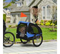 PawHut Remorque pour chiens, remorque de vélo pliante pour chiens, résistante à l'eau, tissu Oxford, acier, 140 x 71 x 83 cm, Bleu