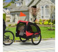 PawHut Remorque pour chiens, remorque de vélo pliante pour chiens, résistante à l'eau, tissu Oxford, métal, 140 x 71 x 83 cm, Rouge
