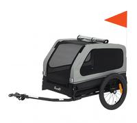 PawHut Remorque vélo pliable pour chiens de taille moyenne jusqu'à 20kg avec rampe rabattable réflecteurs laisse drapeau Gris