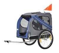 PawHut Remorque Vélo pour Chien Animaux Acier Max 30 Kg 130x73x90cm | 8 Réflecteurs, Drapeau, Barre Attelage Inclus, Polyester Imperméable