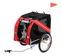 PawHut Remorque vélo pour chien – Polyester imperméable, 8 réflecteurs, drapeau – Rouge, max. 30 kg