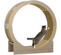 PawHut Roue d'exercice pour Chat 91 cm, Grande Roue de Course avec Frein sécurisé et Tapis de grattage Amovible, Tapis Roulant Ultra Silencieux, pour Perte Poids, santé d'animaux de Compagnie, Marron