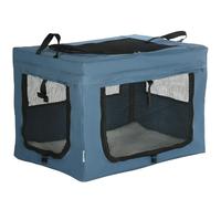 PawHut Sac à dos Transport pour Chiens et Chats Portable et Pliable pour Animaux de Compagnie avec 3 Portes et Coussin Doux 60 x 42 x 42 cm Bleu