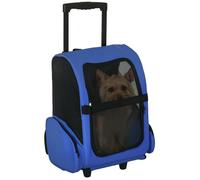 PawHut 2 en 1 trolley chariot sac à dos sac de transport à roulettes pour chien chat