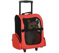 PawHut 2 en 1 Trolley Chariot Sac a Dos Sac de Transport a roulettes pour Chien Chat
