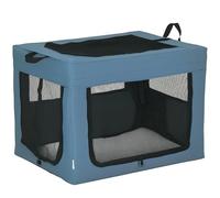 PawHut Sac de transport pliable pour animaux de compagnie avec poignée tissu en maille 69 x 51 x 51 cm bleu noir