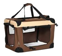 PawHut Sac de transport pliable pour animaux de compagnie avec fenêtres Coussin doux et 2 sangles d'épaule Sac de transport pour mini chiens chats Marron 60 x 41 x 41 cm