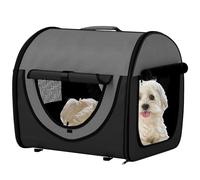 PawHut Sac de transport pliable pour chiens miniatures, sac de transport portable en tissu doux avec tapis amovible, maille respirante, piquets de sol, 46 x 36 x 41 cm (L x l x H), noir