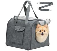 PawHut Sac de transport pour chat, pliable et portable pour petits chiens, chiots et chats jusqu'à 10 kg, avec bandoulière réglable et tapis amovible, panier pliable pour chat approuvé par les