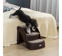 PawHut Scaletta per Cani Pieghevole avec 3 Marches Antidérapantes en PP, 49x38x38 cm, Marron