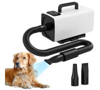 PawHut Sèche-cheveux pour chien Sèche-cheveux pour chien 2200 W Vitesse et température réglables 3 buses Affichage numérique pour le toilettage Douche Séchage Blanc