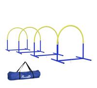 PawHut Set agilité Chiens 4 pièces Bleu+Jaune 88x64x95cm