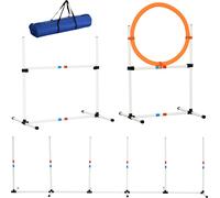 PawHut Set d'agility pour chiens 3 pièces Dressage pour animaux de compagnie Set de dressage pour chiens Sac inclus Facile à transporter Plastique blanc+jaune