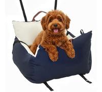 PawHut Siège Auto pour Chien avec Ceinture de sécurité et Fixation, siège de Voiture pour Chiens rembourré Confortable Portable jusqu'à 5kg, Panier Voiture pour Animal Coussin Amovible, Bleu Marine