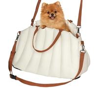 PawHut Siège Auto pour Petits Chiens, siège Auto pour Animaux jusqu'à 5 kg avec Ceinture de sécurité et Base antidérapante, lit de Voyage Portable avec Housse Amovible et Lavable, crème