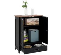 PawHut Station d'alimentation pour Animaux avec Rangement, Station d'alimentation pour Chiens avec gamelles surélevées, Panneau réglable, Crochets, Armoire de Rangement pour Aliments pour Animaux,