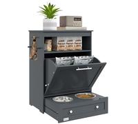 PawHut Station d'alimentation pour animaux de compagnie, récipient de stockage de nourriture pour chien avec bols surélevés pour chien et cintre pour l'alimentation et l'arrosage, gris