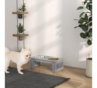 PawHut Station d'Alimentation pour Chiens, anti-dérapant, 44x24x15cm, Gris, 0,9L par Bol