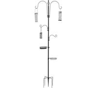 PawHut Station d'alimentation pour oiseaux Set en acier Hauteur 208 cm incl. 4 crochets Abreuvoir pour oiseaux Assiette de nourriture Colonnes de nourriture complètes Distributeur de nourriture pour o