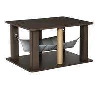 PawHut Table d'appoint pour Chat Maison pour Chat Meuble pour Chat Centre d'activité avec hamac et griffoir Gris