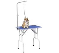 PawHut Table de toilettage pliable avec plateau antidérapant, bras en acier inoxydable réglable, pour chiens, chats, 81 x 48,5 x 80 cm, bleu