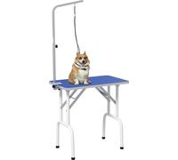 PawHut table de toilettage pliable table de soins pour animaux table de tonte table de soins pour chiens chats métal bleu 81 x 48,5 x 80 cm