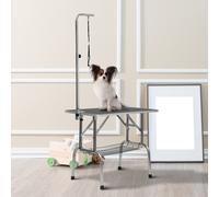 PawHut Table de Toilettage Pliante avec Potence et Panier 90 x 60 x75 cm