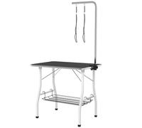 PawHut Table de toilettage pour chien pliante plateau antidérapant en caoutchouc avec 2 sangles 90 x 60 x 76 cm noir