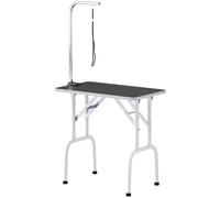 PawHut Table de toilettage pour chien Table de toilettage avec laisse pliable pieds en acier plateau antidérapant 81x48,5x80 cm Noir