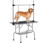 PawHut table de tonte table de soins pour animaux table de soins avec panier inférieur pour chiens réglable en hauteur pliable acier inoxydable métal noir 107 x 60 x 170 cm