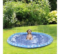 PawHut Tapis à Jet d'Eau Chien PVC Pliable Portable Diamètre 150cm Bleu | Aosom France