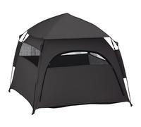 PawHut Tente pour animal de compagnie, pour chien, chat en plein air, maison pour chien avec fenêtre en maille, tente tipi avec sac de transport, toit pare-soleil pour arrière-cour, salon, gris foncé