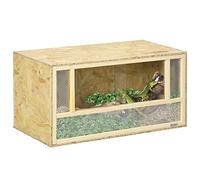 PawHut Terrarium en Bois OSB pour Reptiles et batraciens avec Porte coulissante en Verre - 80 x 40 x 40 cm Naturel