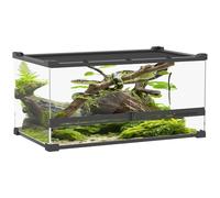 PawHut Terrarium pour reptiles - 34 l - Boîte d'alimentation pour reptiles - Avec ventilation avant - Couvercle à vis anti-éclatement - Pour araignée amphibienne - Noir - 50 x 30 x 25 cm