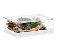 PawHut Terrarium pour reptiles - 40 x 30 x 15 cm - Avec porte coulissante supérieure - En acrylique - Avec aérations - Pour serpent, grenouille, araignée, gecko, tarentule, insectes, mantes priantes