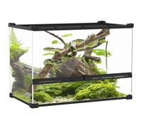 PawHut Terrarium pour reptiles - 48 l - Avec ventilation avant - Couvercle à vis anti-éclatement - Pour araignée amphibienne - Noir - 50 x 30 x 35 cm