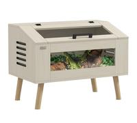 PawHut Terrarium pour Reptiles avec aération latérale, Vivarium pour Serpents 111L avec fenêtres en Verre trempé, Couvercle, 80 x 50 x 60 cm Bois Naturel